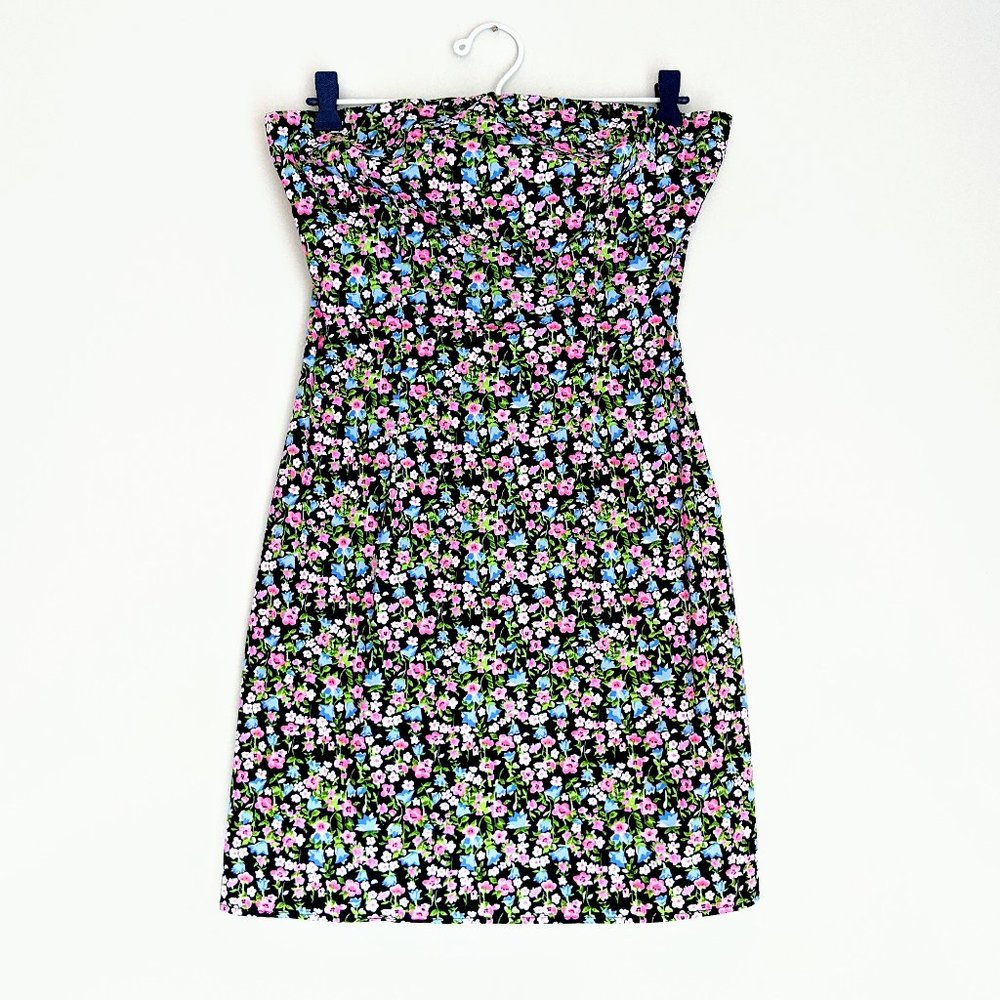 🇨🇦 L'Equipe Strapless Floral Cotton Dress Made In Canada